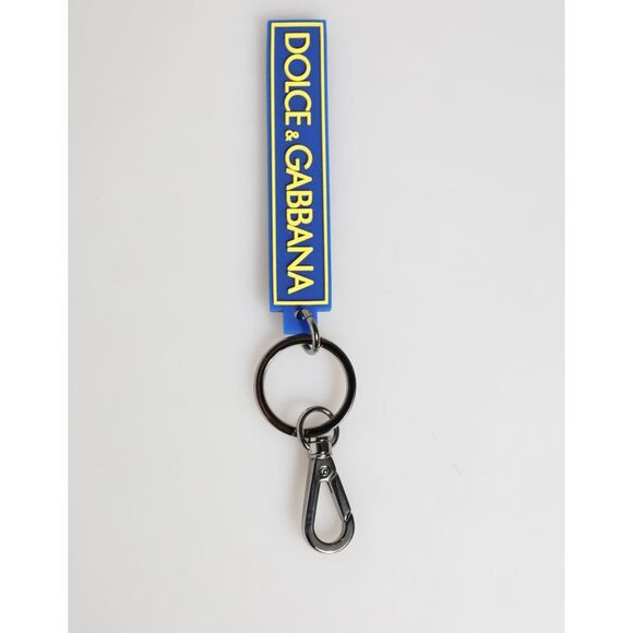 Dolce & Gabbana Blue Yellow DG Rubber Logo Silver Men\'s Holder Men\'s Keyring